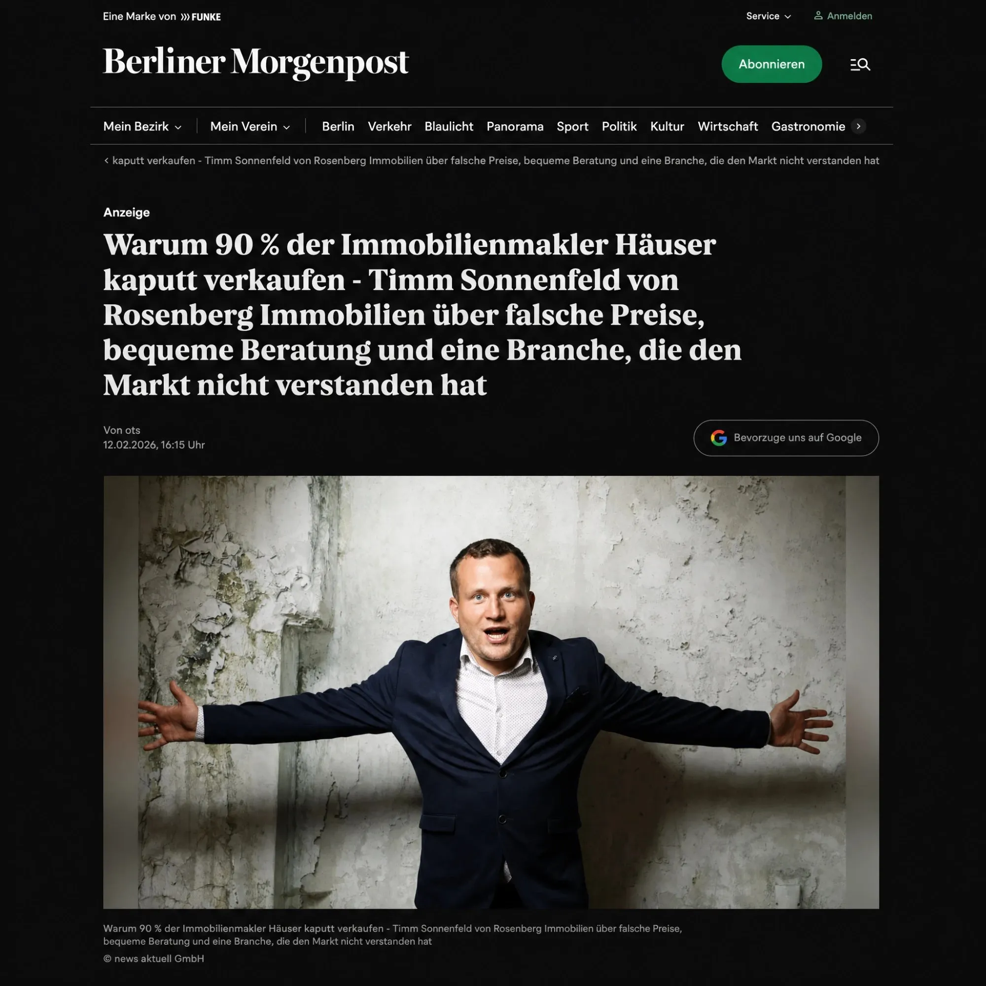 Screenshot eines Meinungsbeitrags in der Berliner Morgenpost